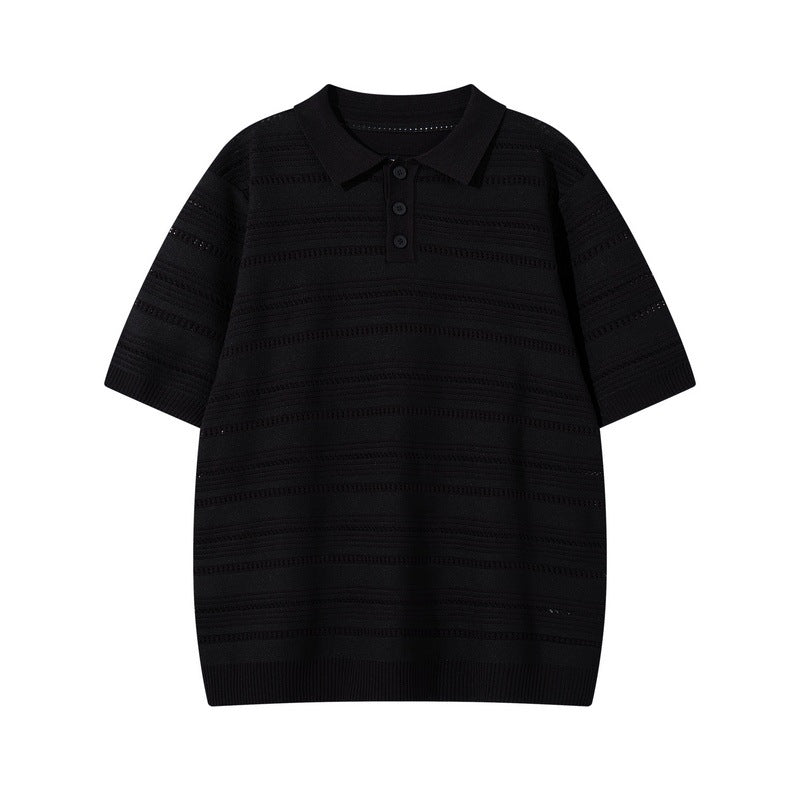 Inflation Relaxed Textured Knit Polo Shirt