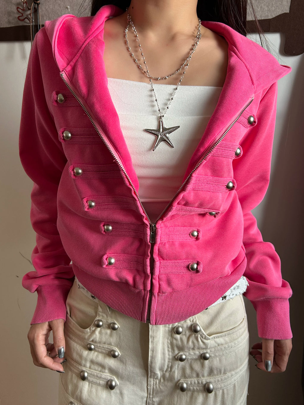 KISMETS Rose Double-Breasted Cropped Knit Jacket