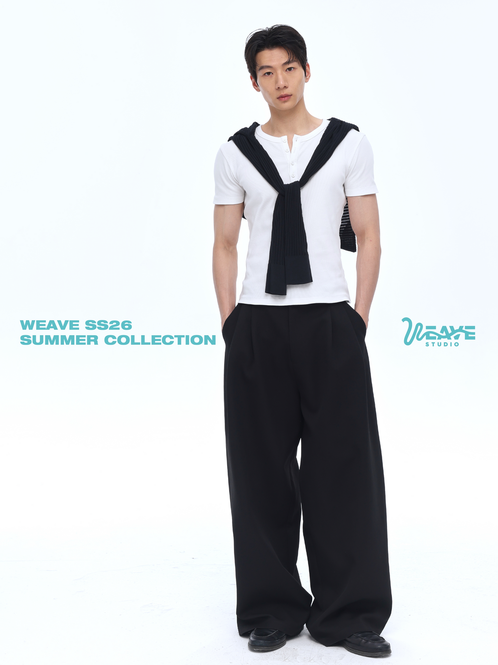 WEAVE White Henley 260g Breathable Slim Fit Tee