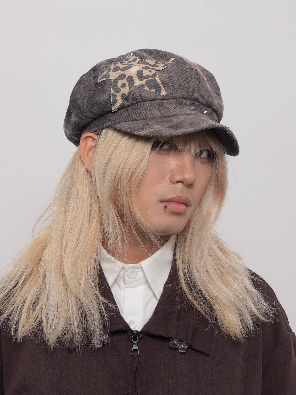 WORLDWIDE/niche Washed Tie-dye Y2k Rivet Beret