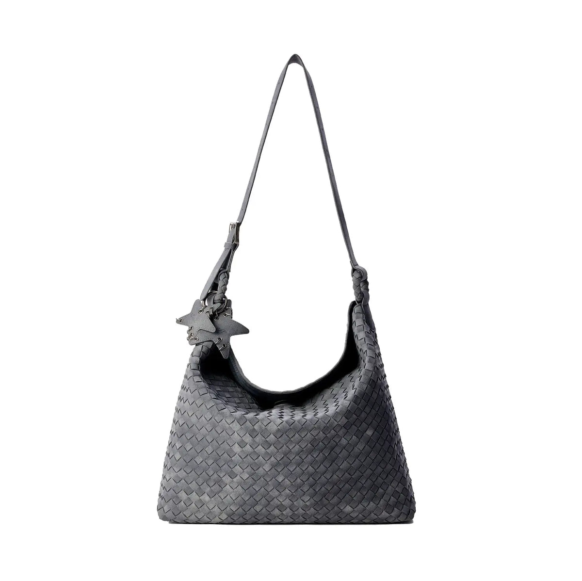 ECODAY Caramel Suede Woven Magnetic Snap Shoulder Bag