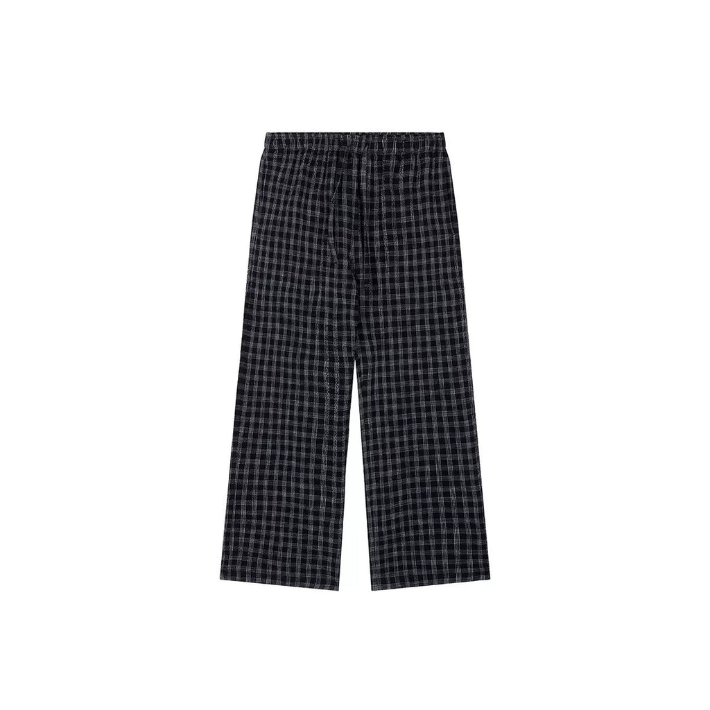 PLUS NO LOGO Salt-Washed Plaid 260g Straight-Leg Pants