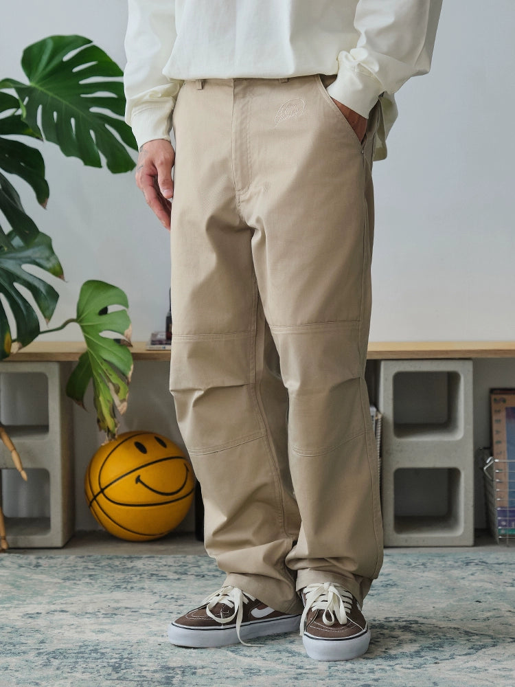 Battles Loose Straight Embroidered Pocket Casual Trousers