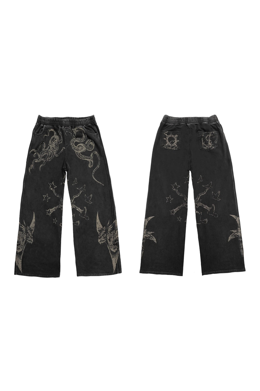WANNA LAB Graffiti Hand-painted Old Straight Sweatpants