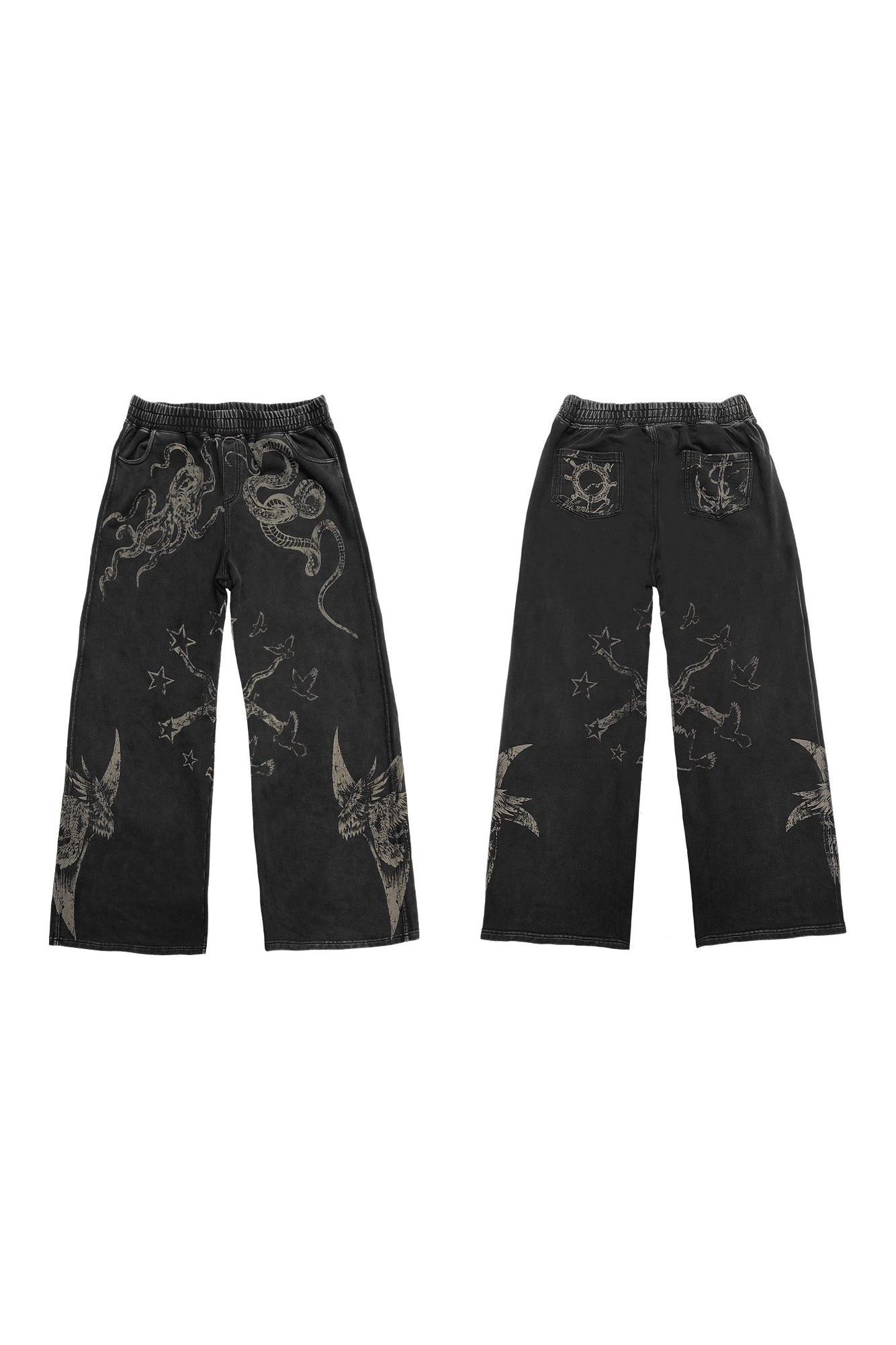 WANNA LAB Graffiti Hand-painted Old Straight Sweatpants