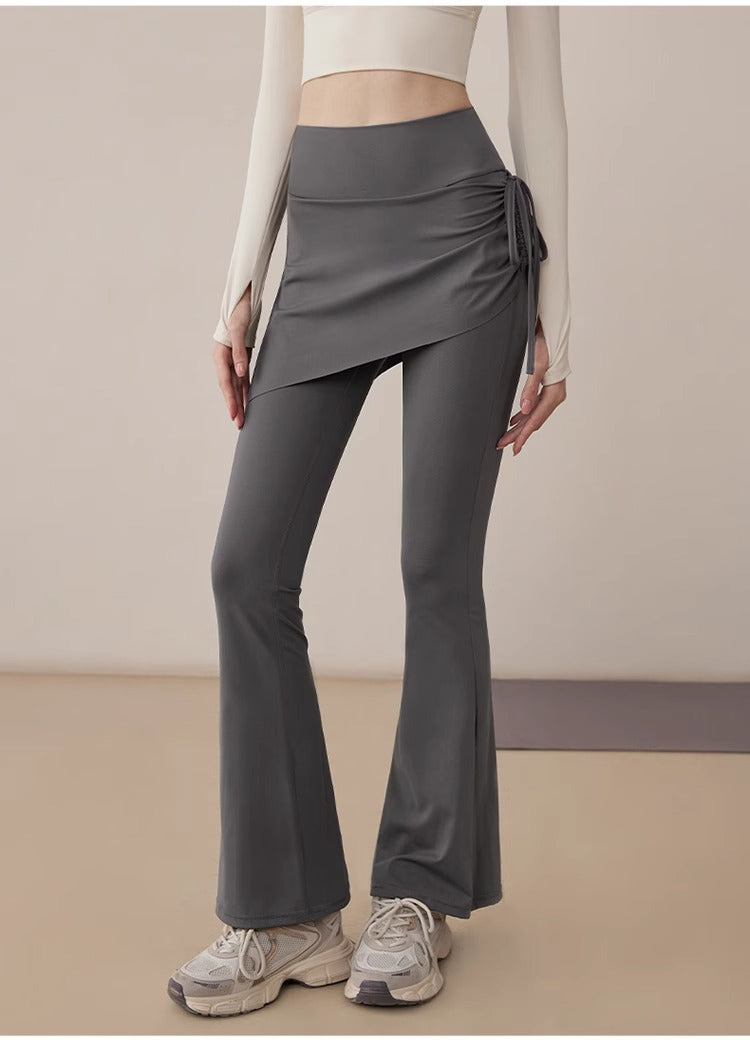 TIANQINGSE Fake Two-piece Side Drawstring Skirt Curtain Hip Cover Micro-pull Pants