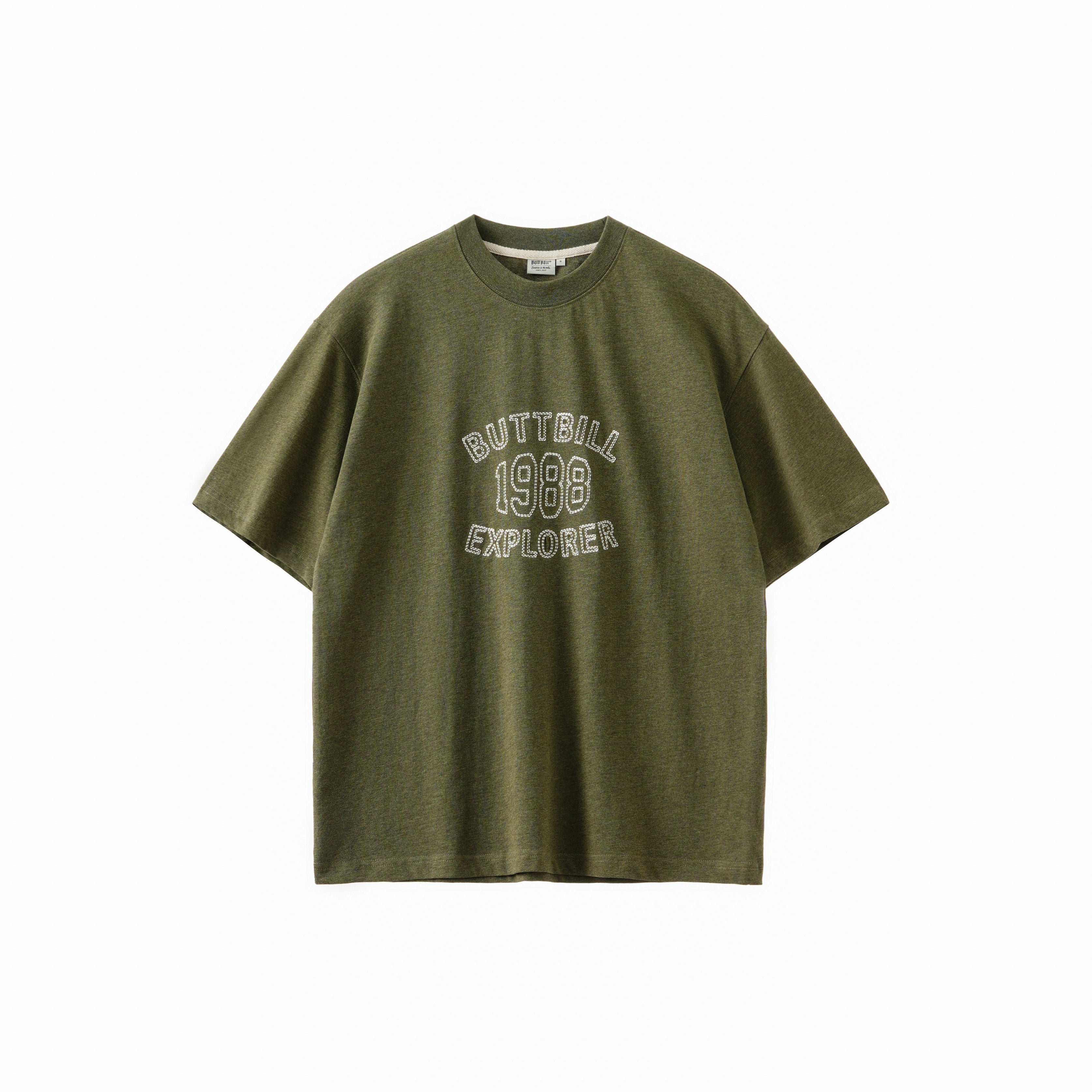 BUTTBILL Vintage 240G Oil Painting Embroidery LOGET Tee
