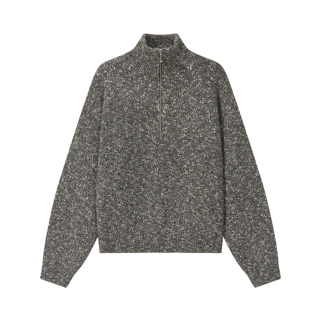 VLABMADE Speckled Half-Zip Stand-Collar Knit Sweater