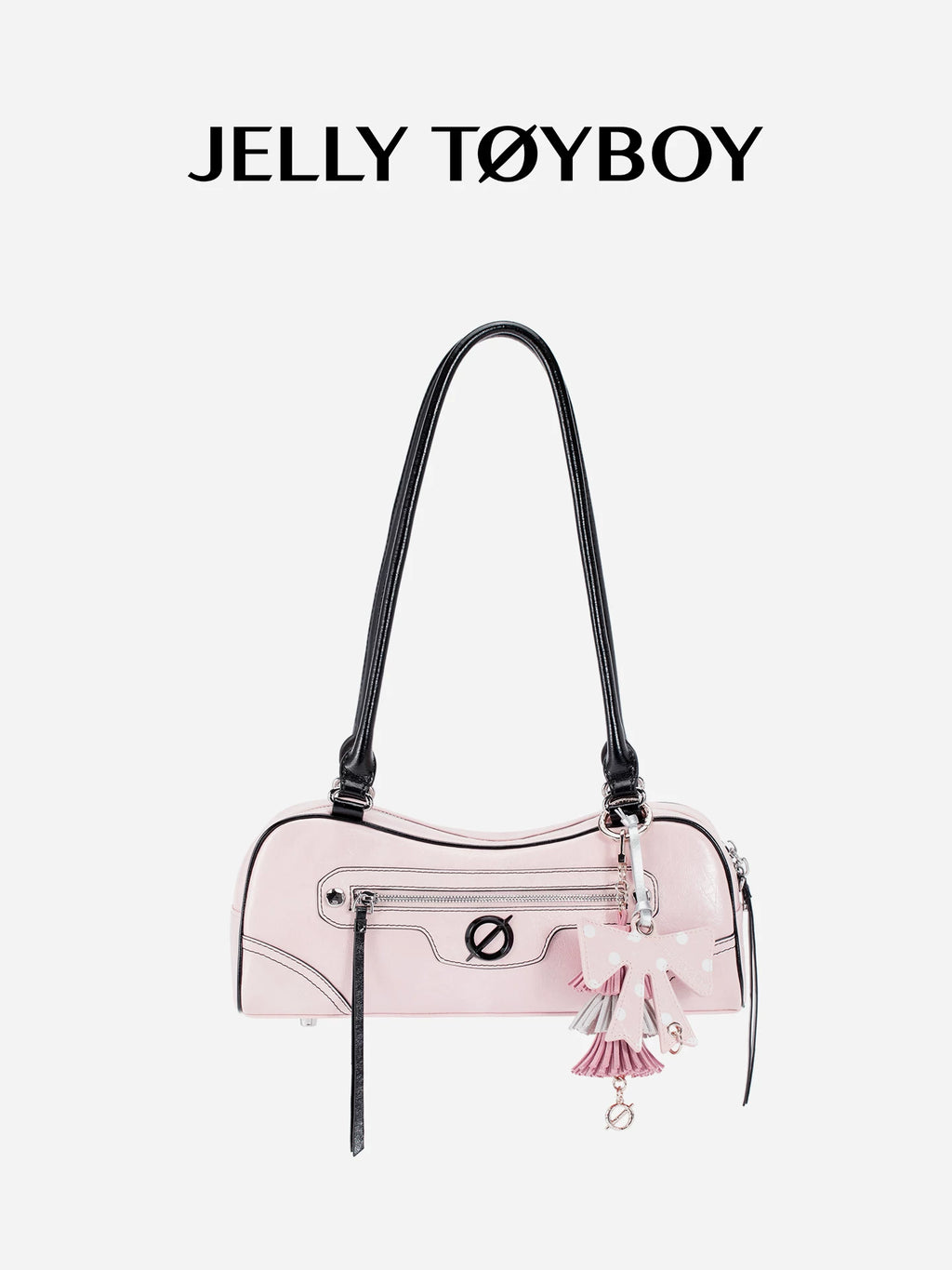 JELLY TOYBOY Pink Faux Leather Zip-Top Underarm Bag