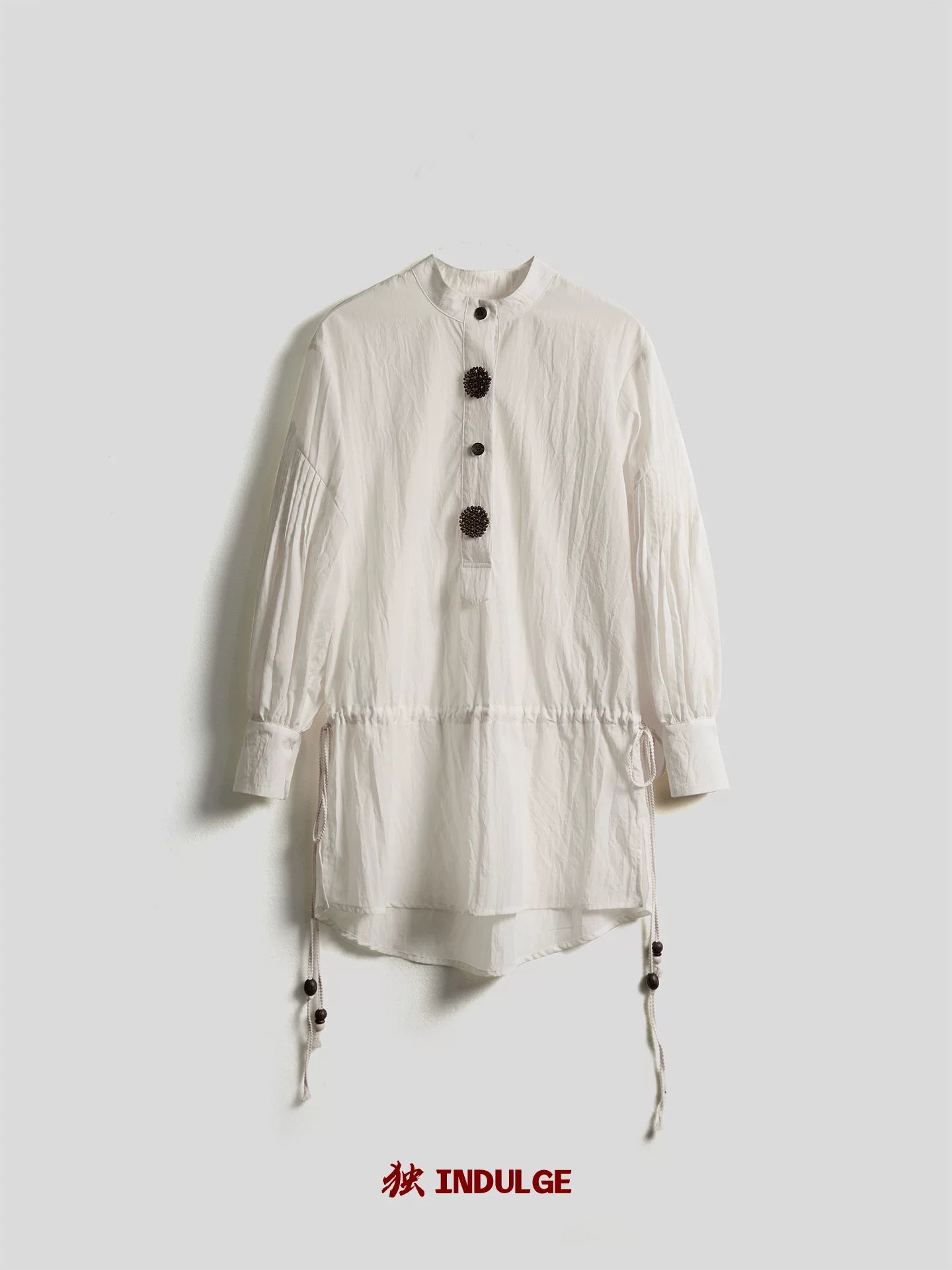 INDULGE Drawstring Vintage Long Sleeve Shirt