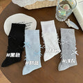 Halo Honey Combed Cotton Bow Slouchy Mid-Calf Sock