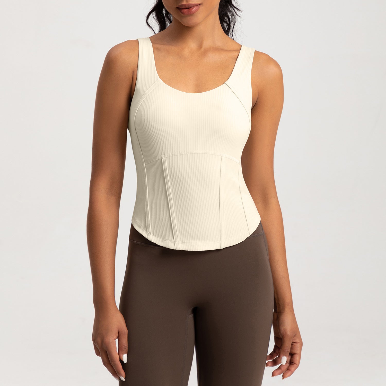 Athena Lulu Skinny Belly Ribbed Top with Chest Pads
