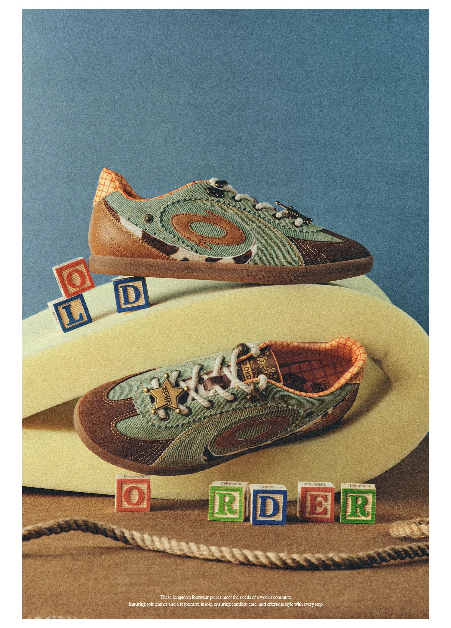 OLD ORDER Denim Blue Retro Training Sneaker