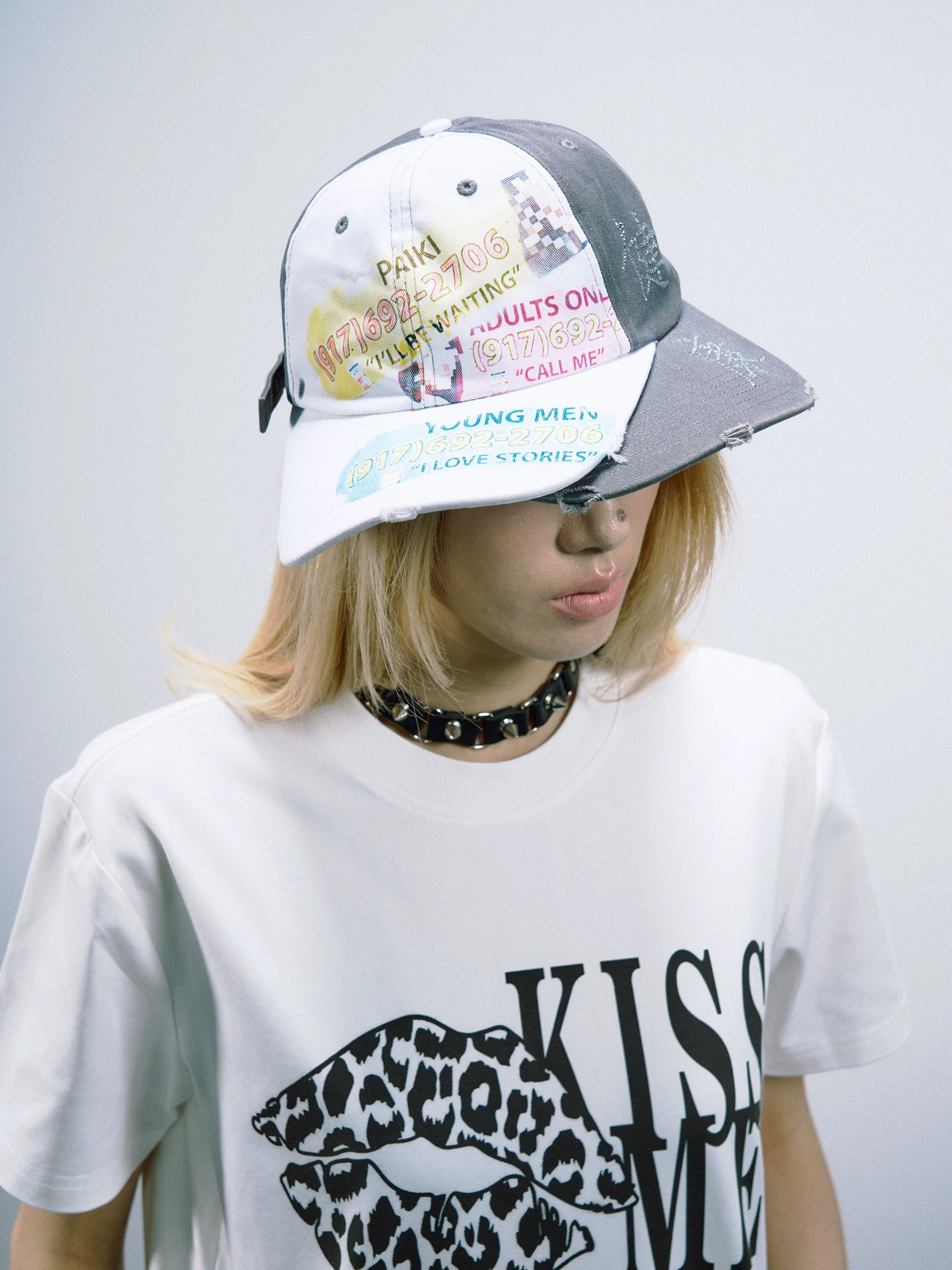 PAIKI Rhinestone Patchwork Trucker Cap
