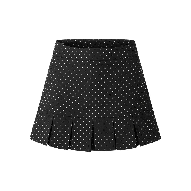 POPWEST Polka Dot Lace Bow 3-Piece Knit Cardigan Cami Skirt Set