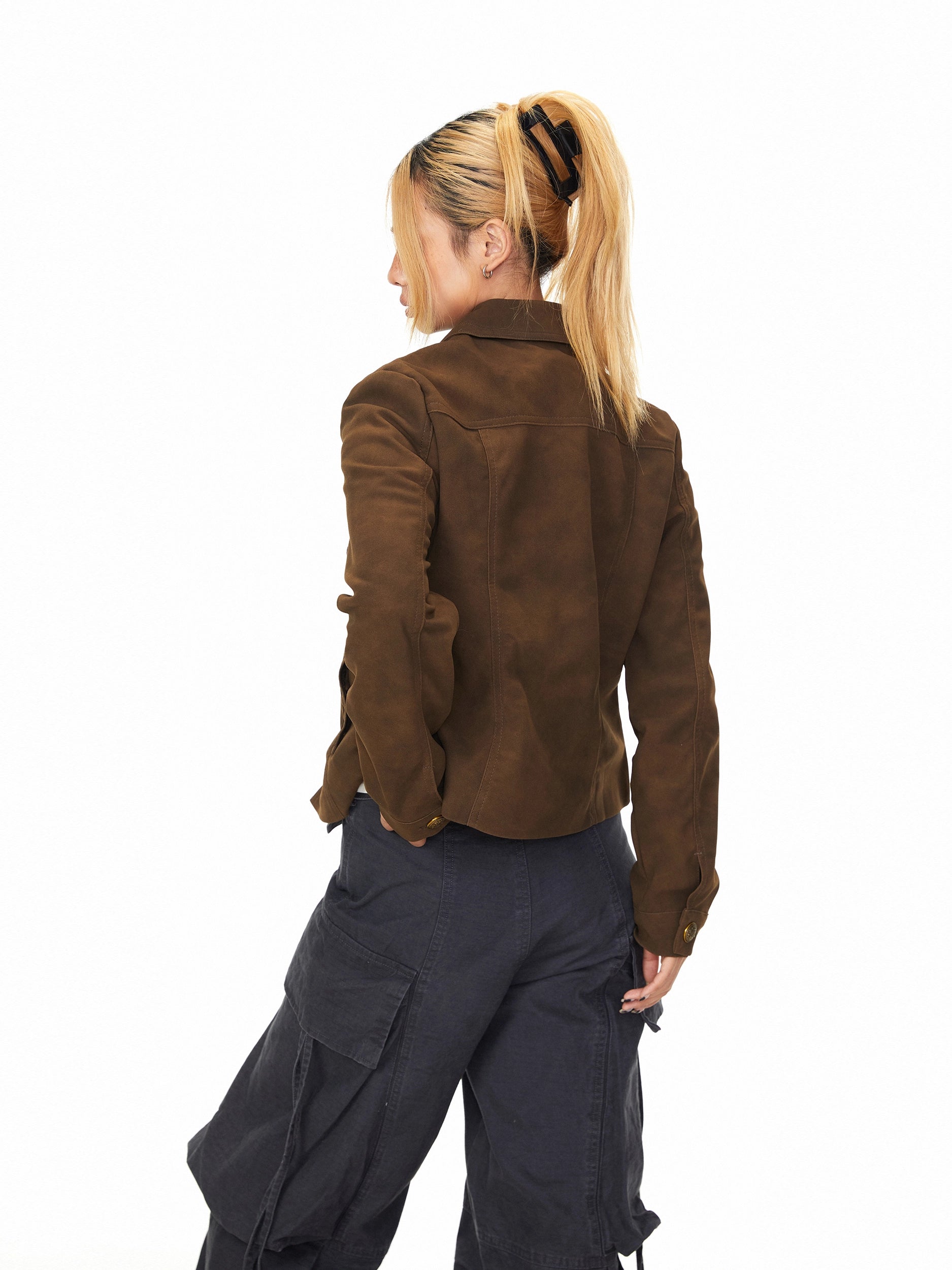 Mershier Suede Embroidered Lapel Jacket