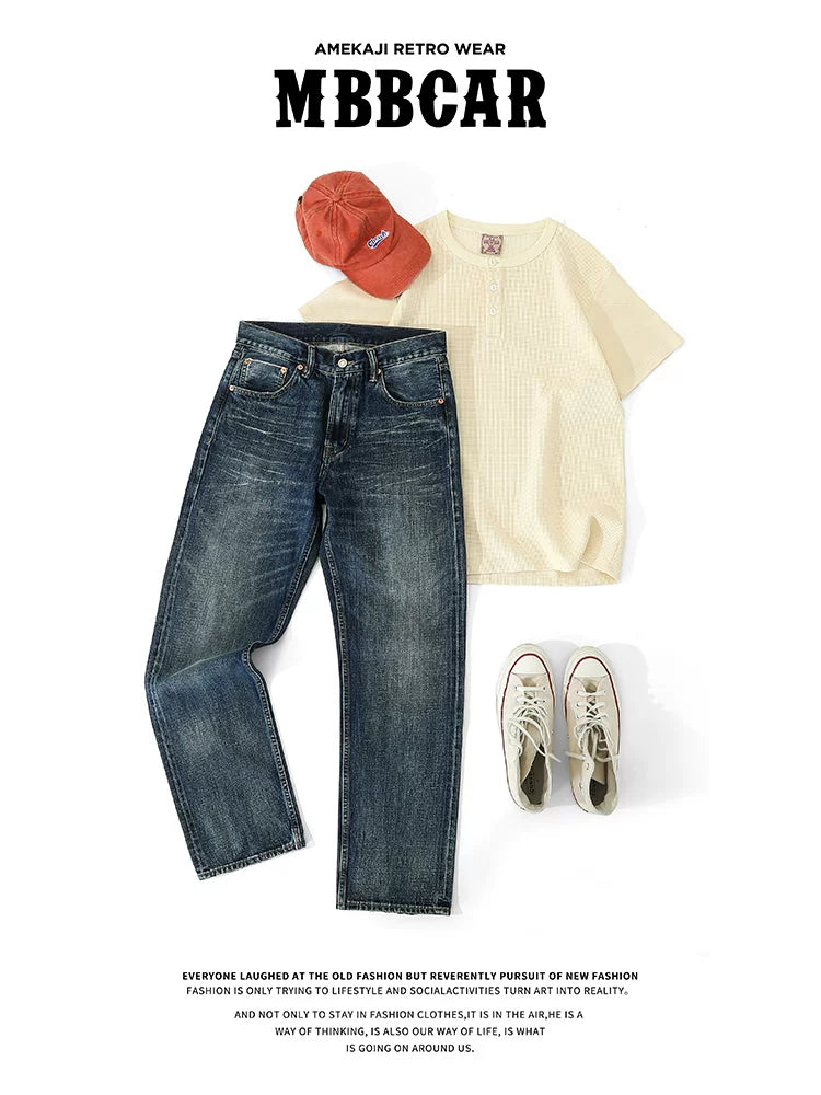 Mbbcar Vintage Washed Relaxed Straight Selvedge Jeans