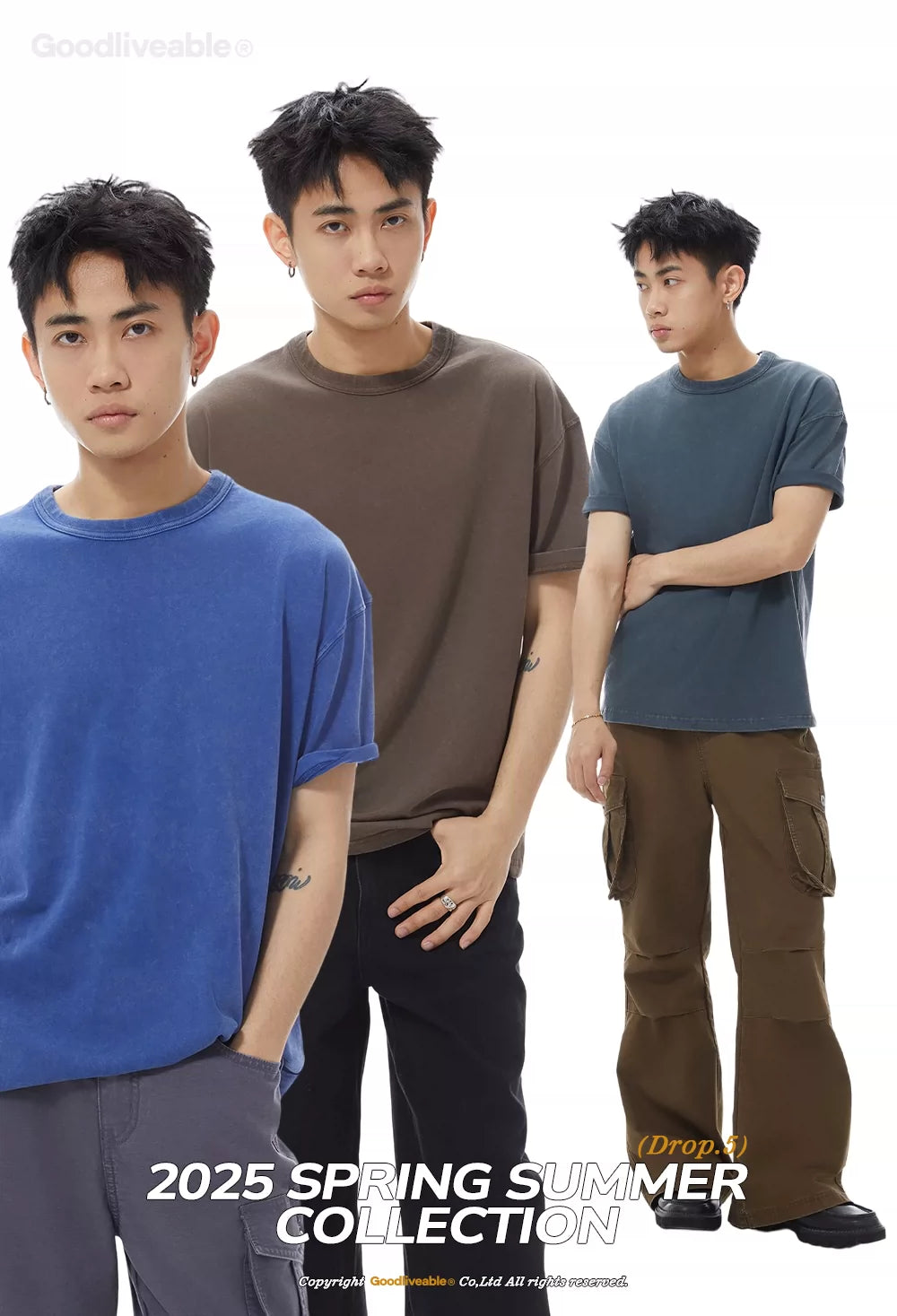 GOODLIVEABLE Old Small Cuff Casual Tee