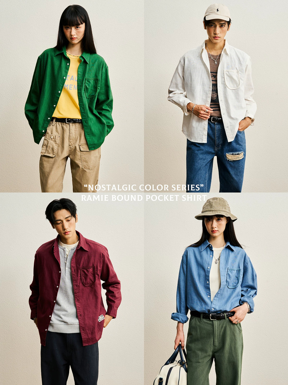 CENLES 225g Breathable Loose Ramie Work Shirt