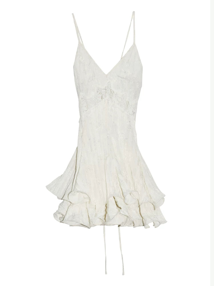 JNYLON Hollow Lace Suspender Dress