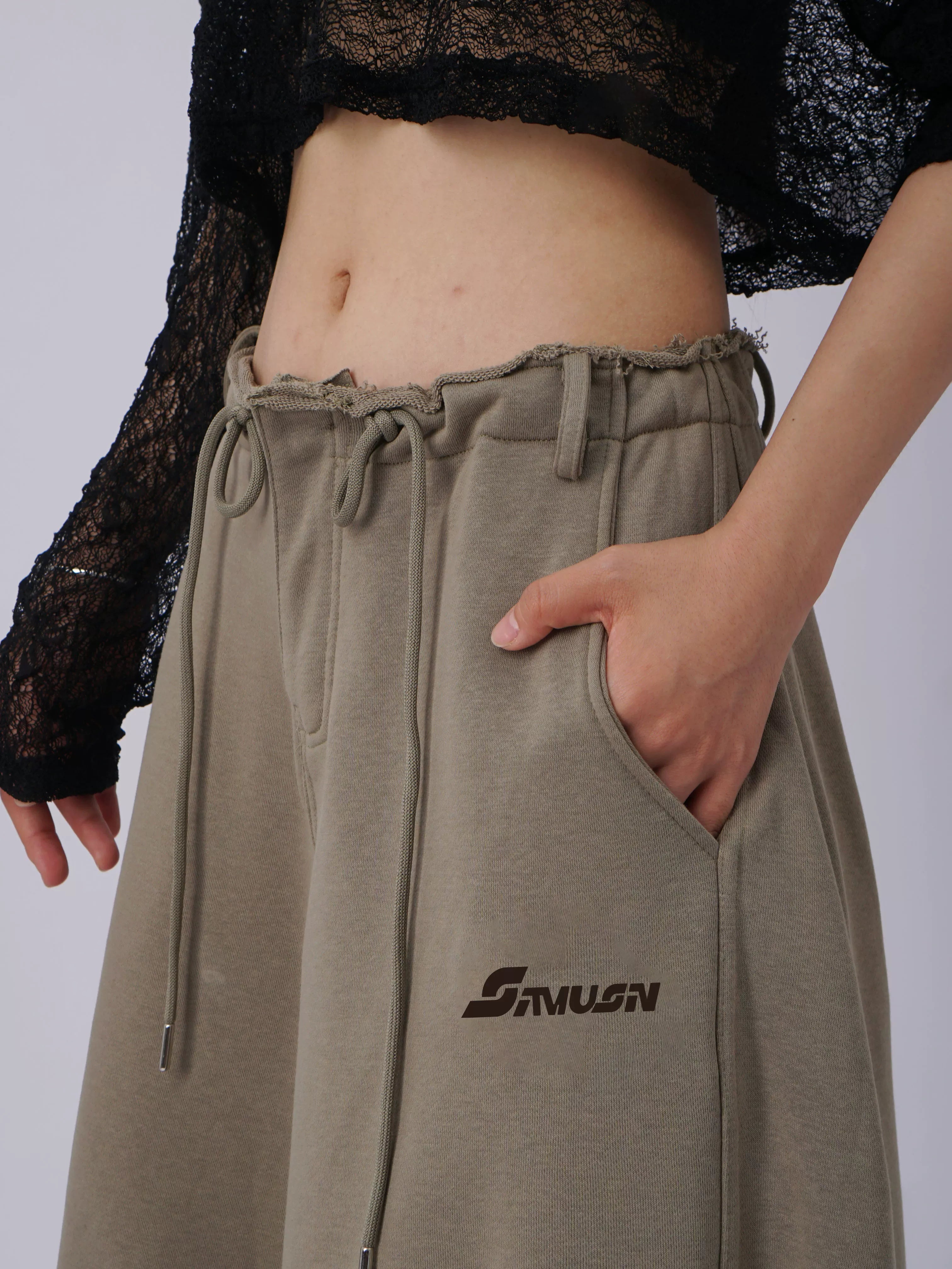 SAMUSAN Pleated Waist Loose Wide-leg Pants