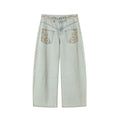 TGNS Vintage Loose Embroidered Low Waist Jeans