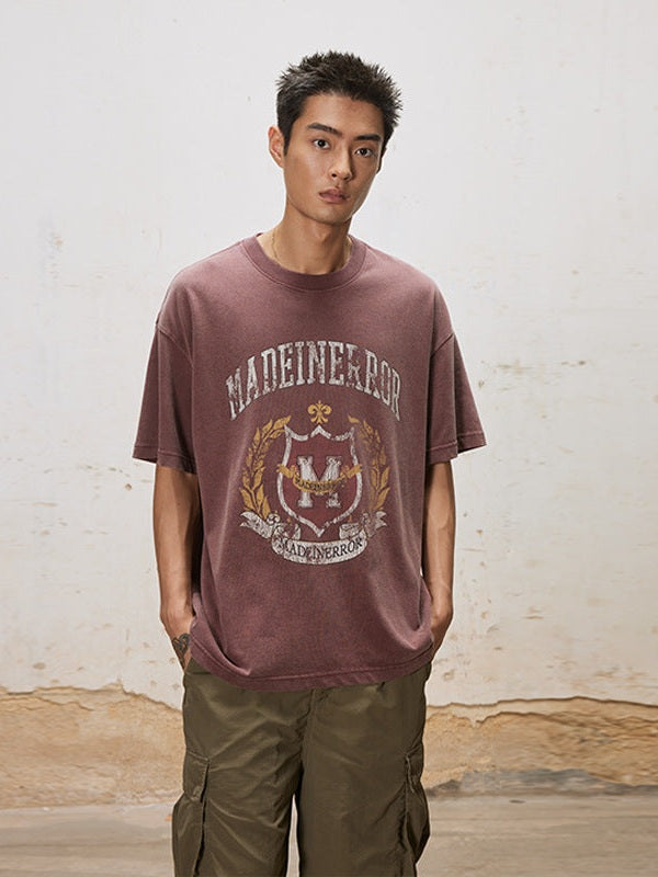UNF old college cracked texture tee