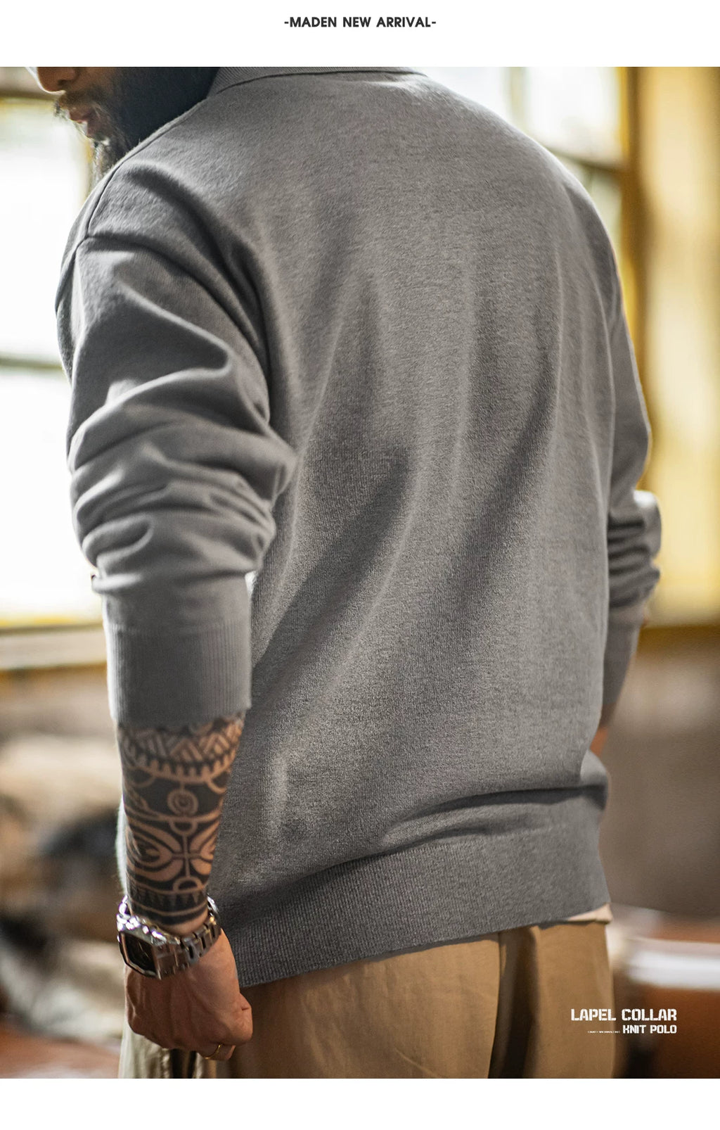 Madden casual seagull neck knitted polo shirt
