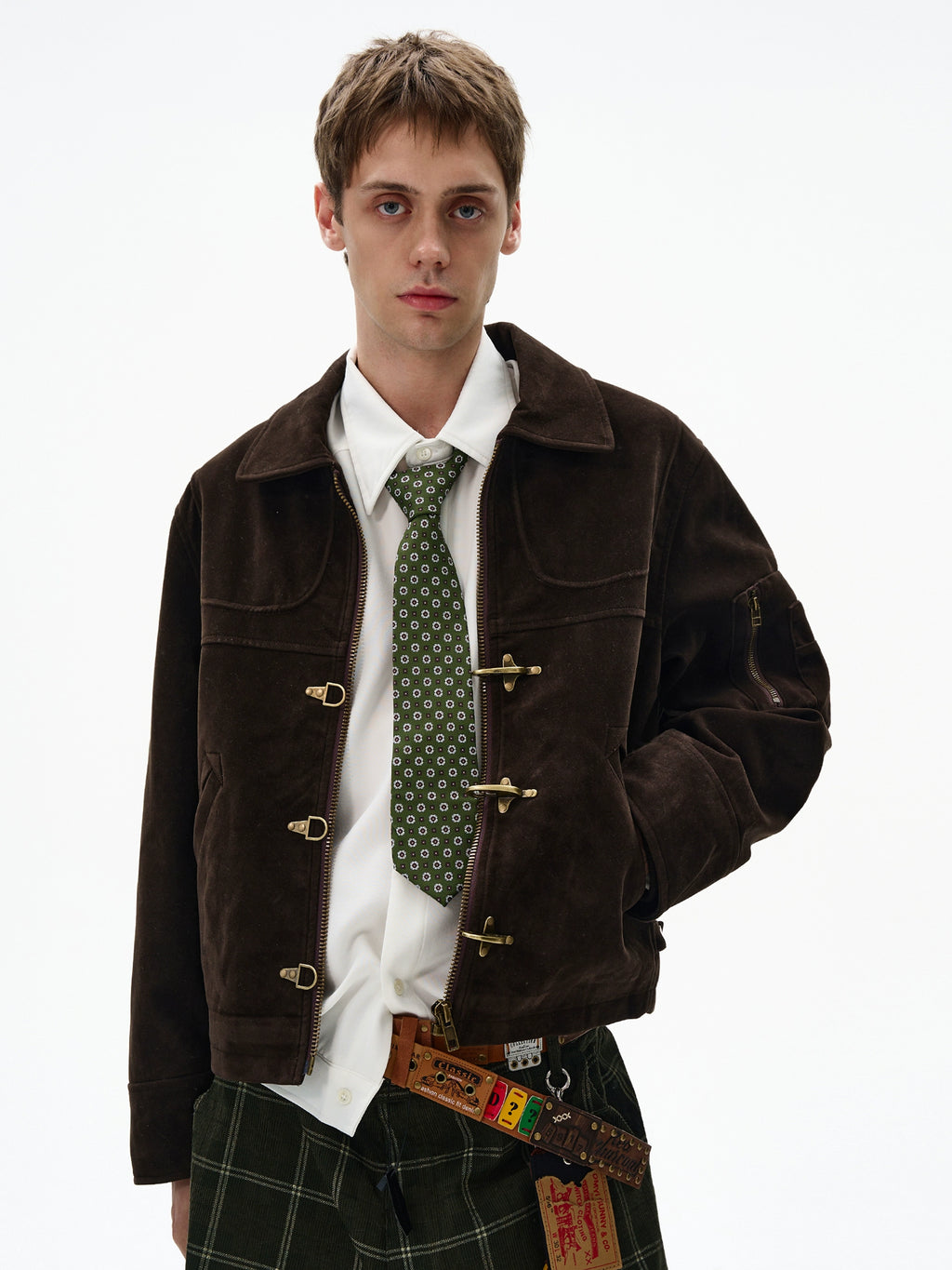 MADWITCH X BTSG Deconstructed Splicing Aircraft Buckle Short Jacket