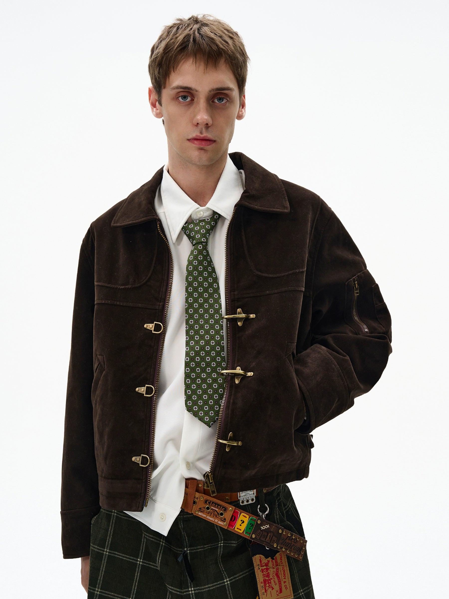 MADWITCH X BTSG Deconstructed Splicing Aircraft Buckle Short Jacket