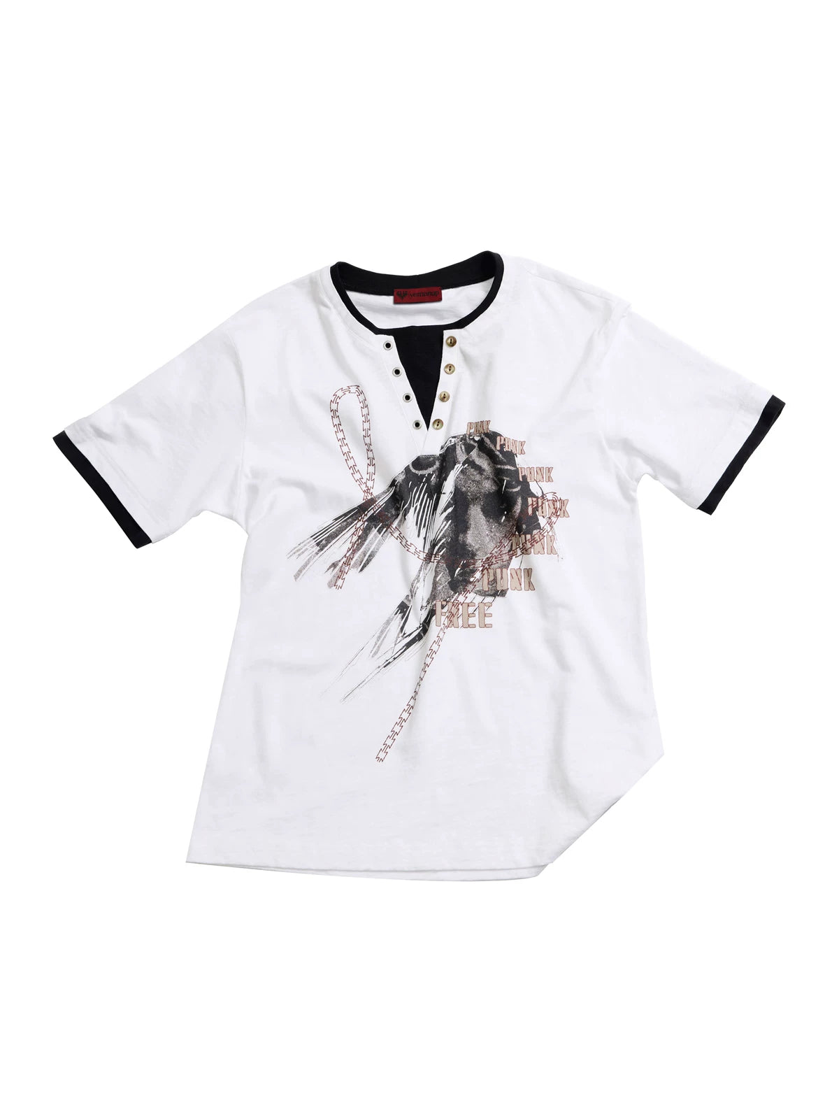 Yemanup Henry Collar Splicing Contrasting Color Versatile Tee