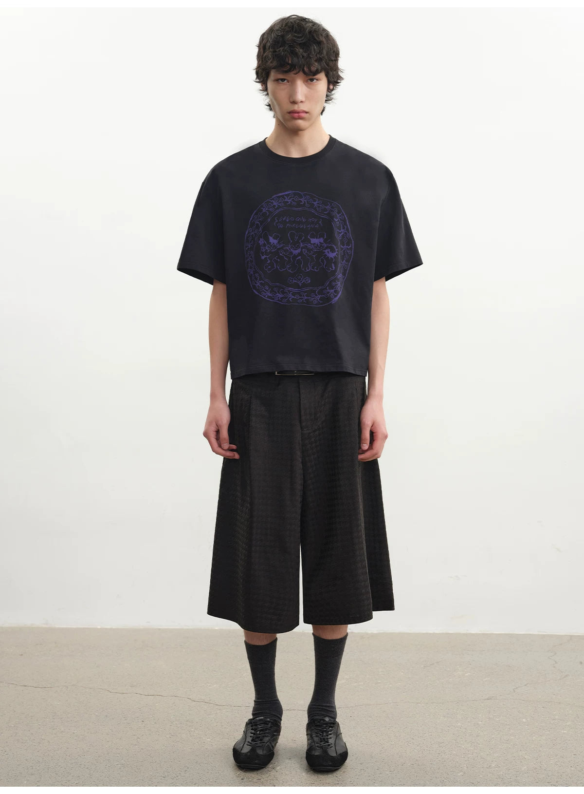 JCAESAR Retro Rabbit Print Casual Tee