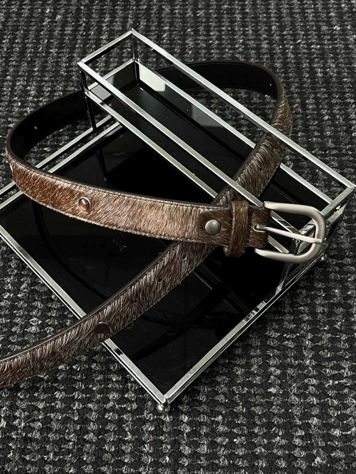 NOT UGLY Leather Hot Silver Made Old Buckle Belt