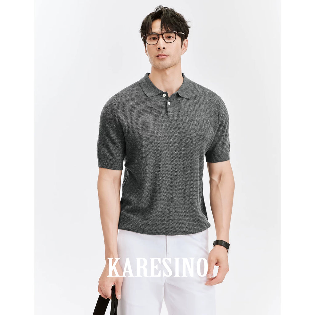 KARESINO Cool-Touch Slim Fit Knit Polo Shirt