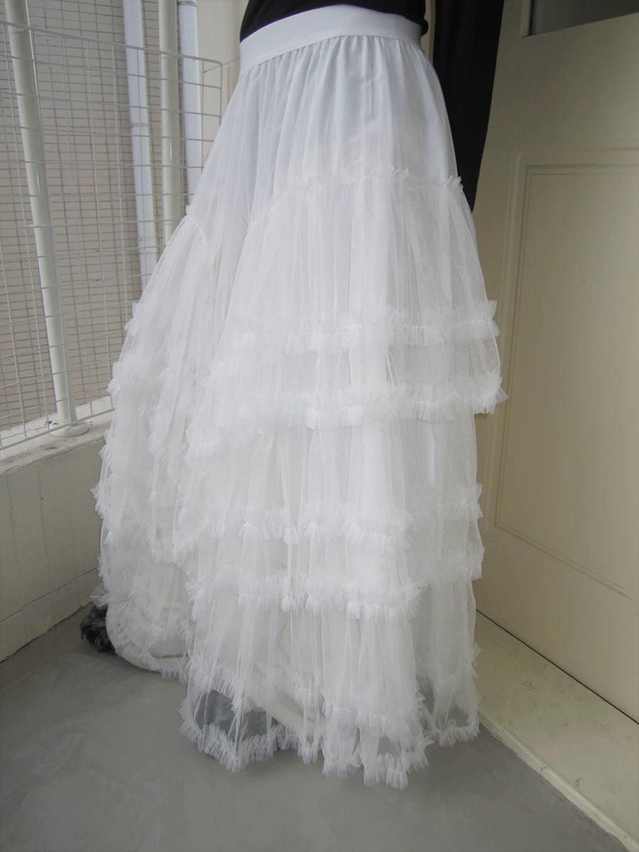 3months Solid Loose Mesh Princess Cake Skirt