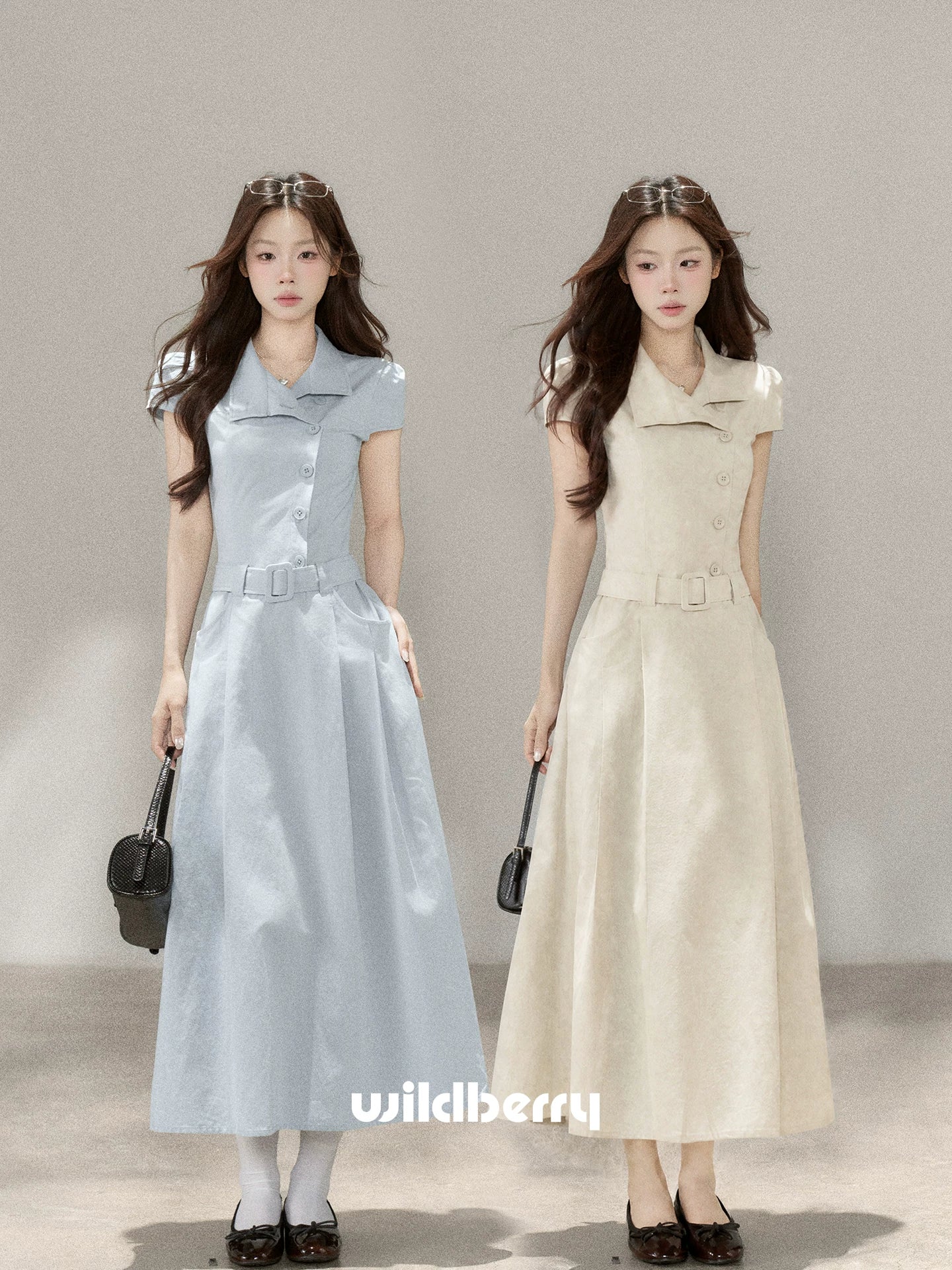 Wildberry Blue Vintage A-Line High-Waist Dress