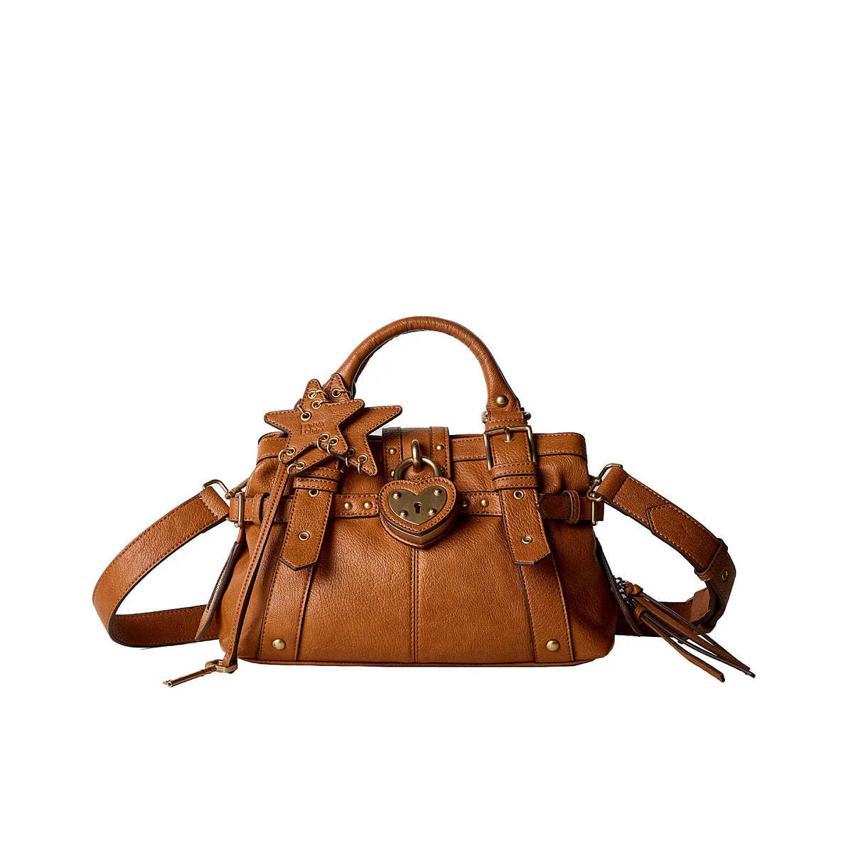 ECODAY Caramel Faux Leather Zip-Top Mini Square Shoulder Bag