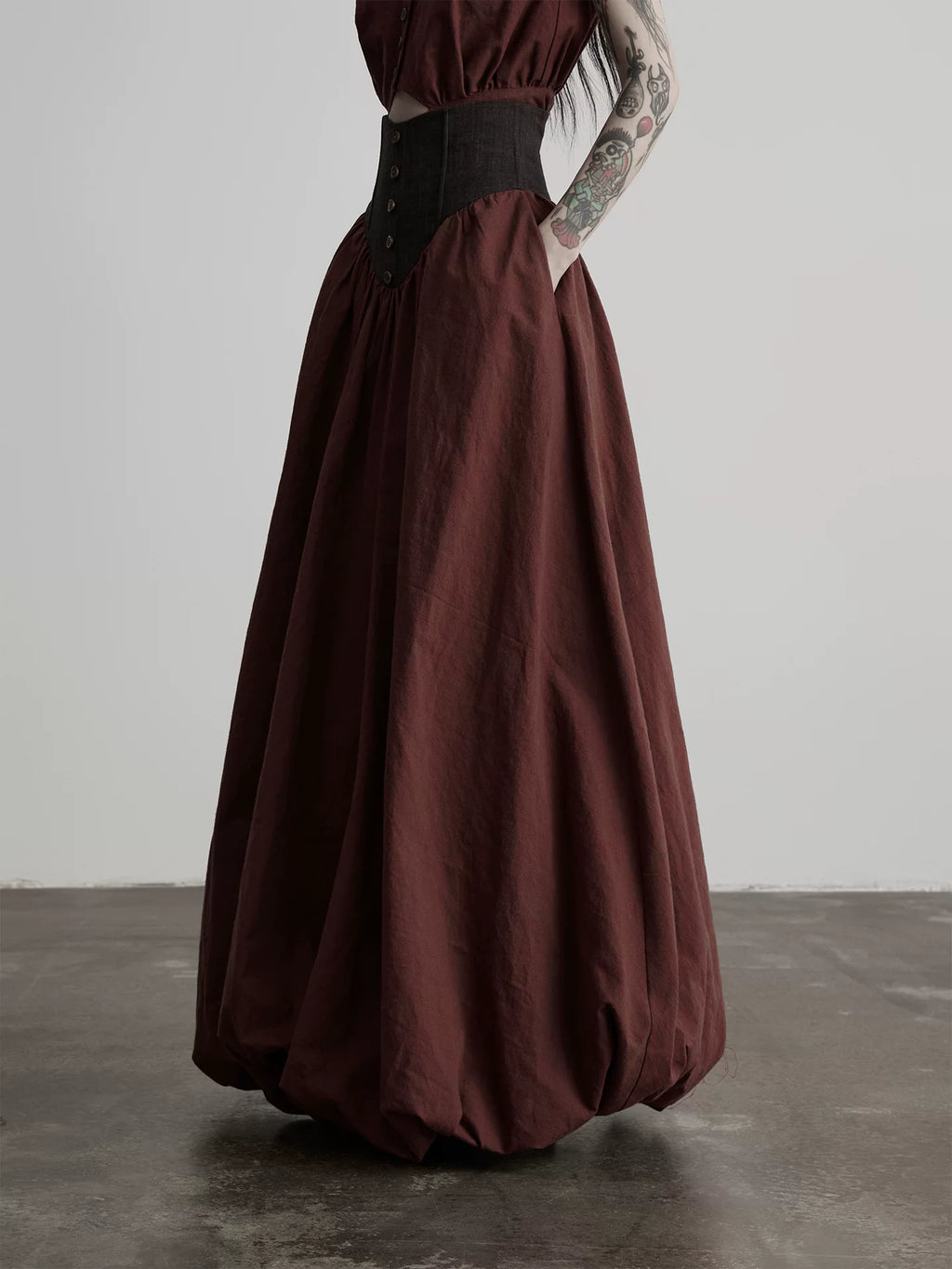 INDULGE Luo Color-Spun A-Line Bubble Hem Midi Dress