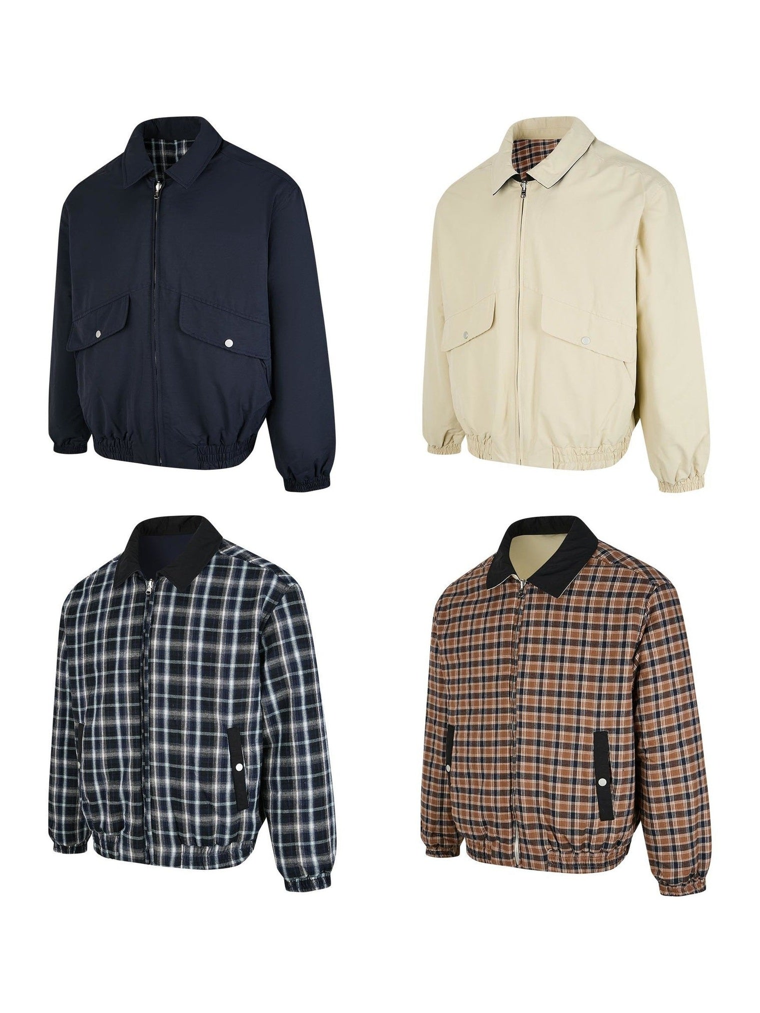 EME Vintage Double Sided Plaid Lapel Jacket