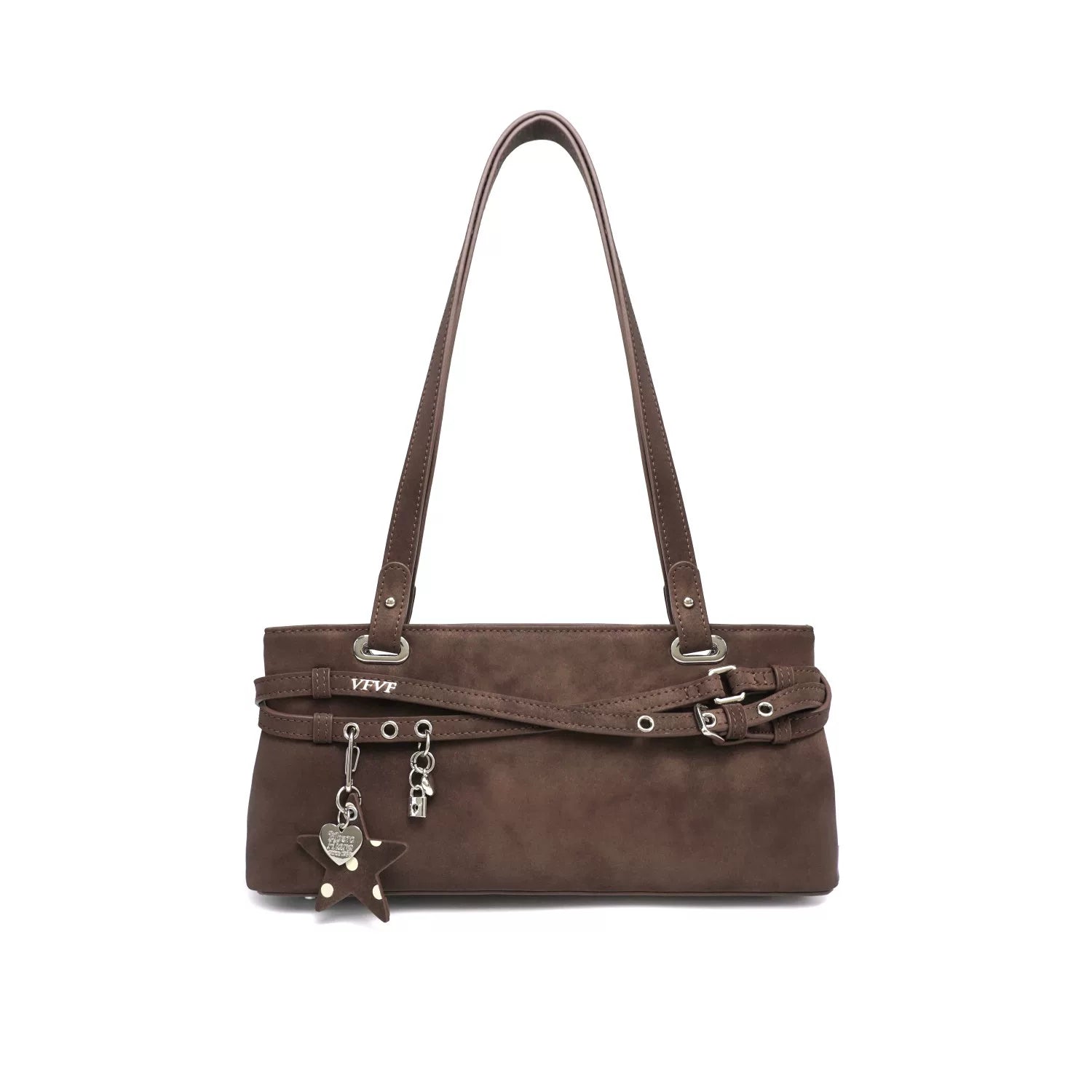 VFVF Gold Faux Leather Zip-Top Shoulder Bag