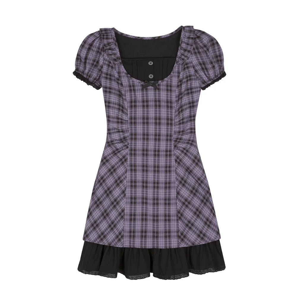 SagiDolls Girl Power #Hyacinth# Purple Plaid Halterneck Dress