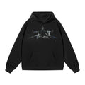 JHYQ Retro Letter Print Beaded Hooded Sweater