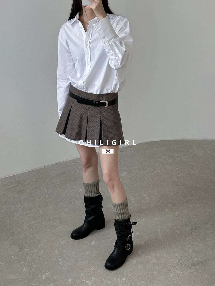 CHILIGIRL Soft Leather Belt Buckle Versatile Coarse Heel Sleeve Boots