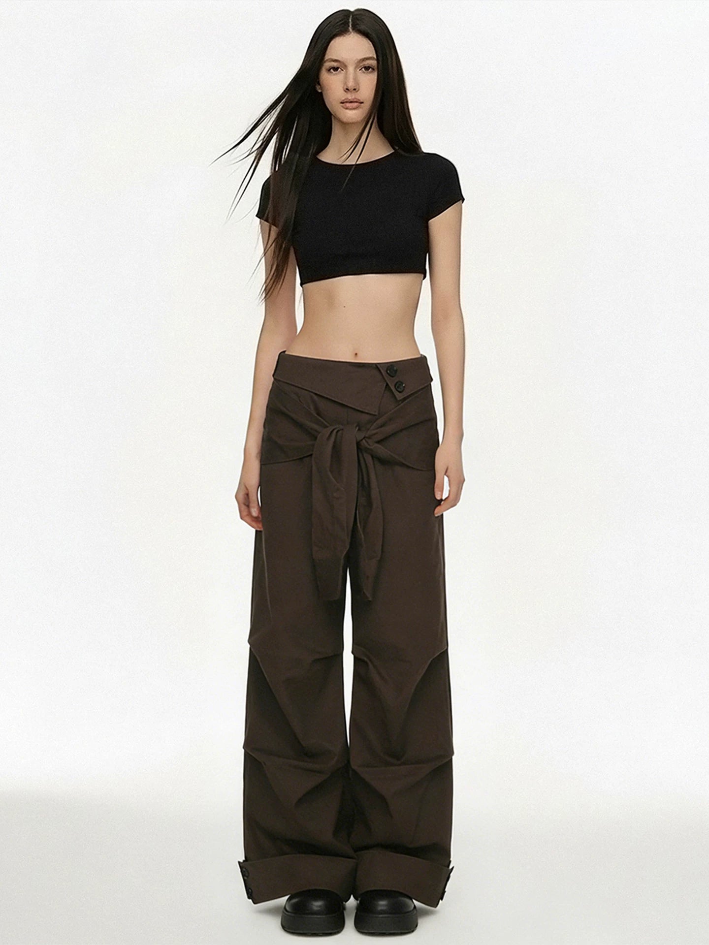 FUNOFF Strap-on Low-rise Straight Slacks