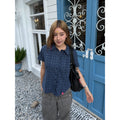 CCYE Plaid Cropped Embroidered Lace Shirt