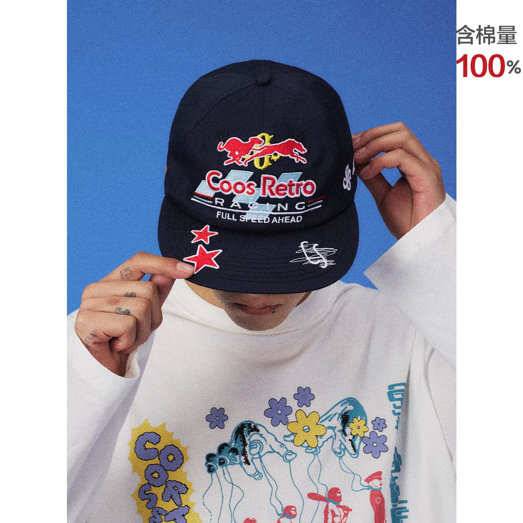 CoosRetro Embroidered Flat-Brim Baseball Cap