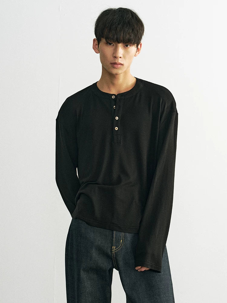 AzureLisseur Wool Henry Neck Sweater