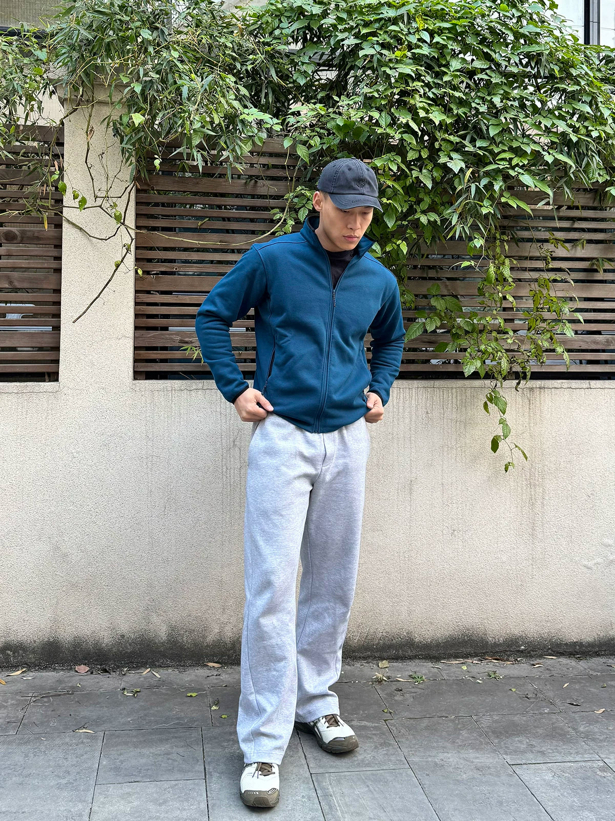 GTAL Heavyweight Textured Stand-up Collar Fleece Top Jacket