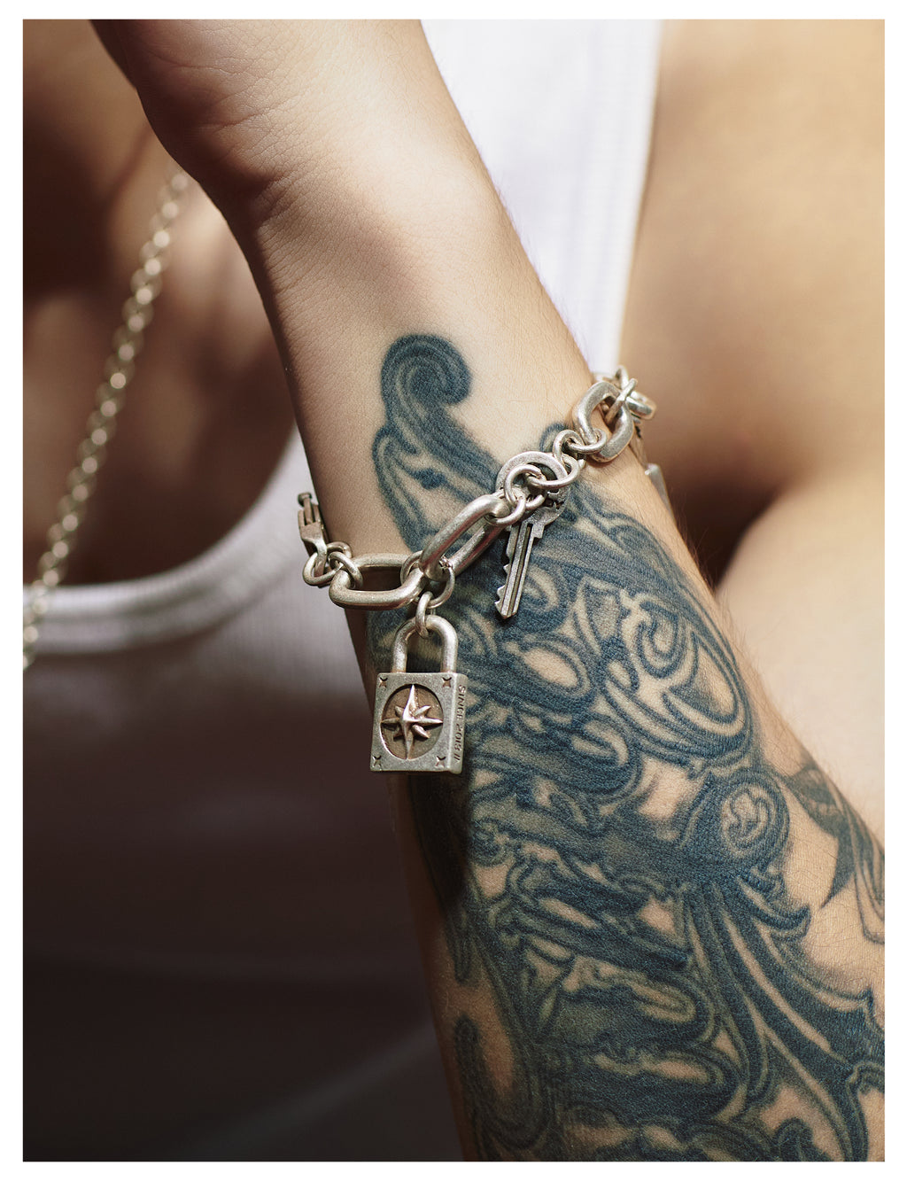 Remedy Vintage Distressed Star Key Lock Bracelet