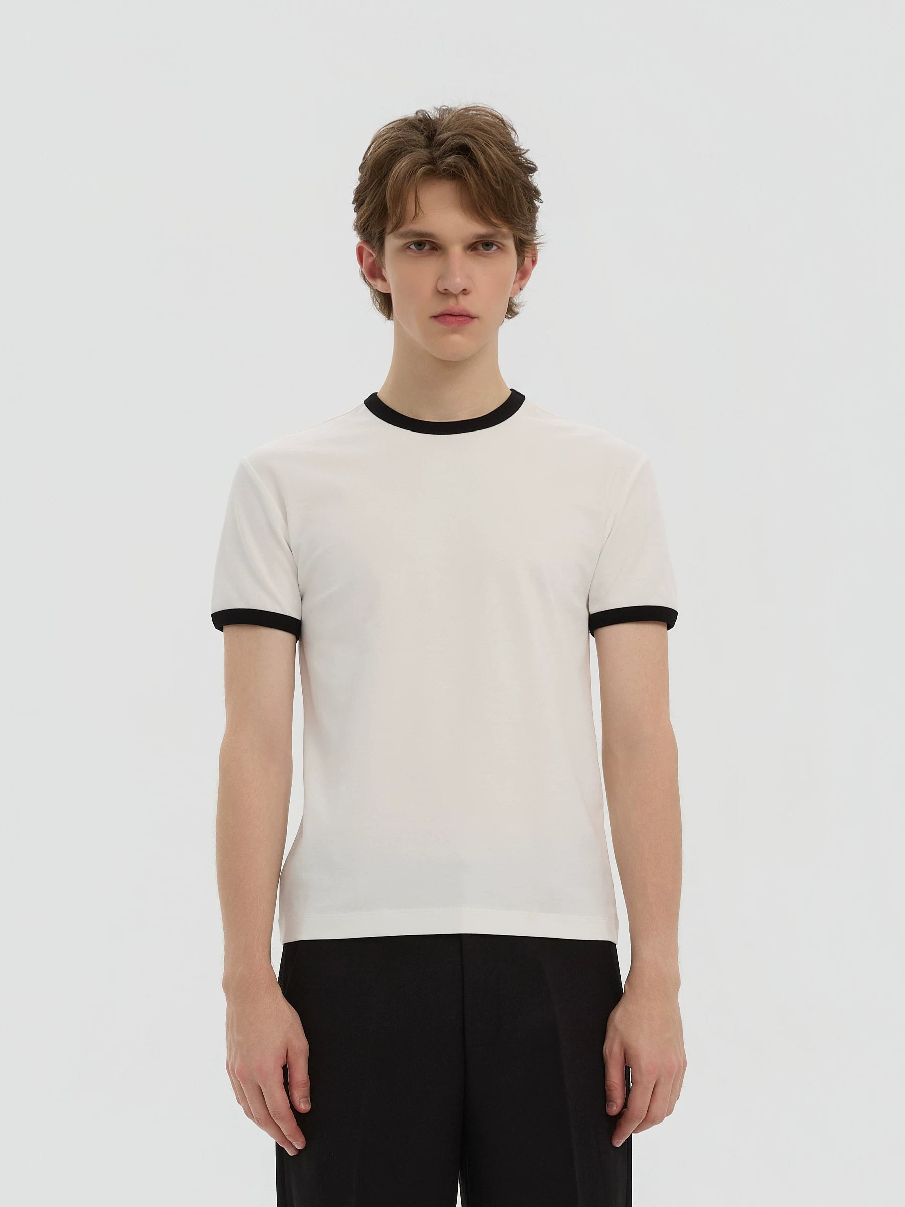 Azure Lisseur Two-Tone Contrast Fitted Crew Neck Tee
